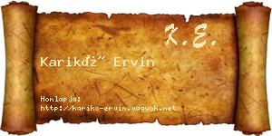 Karikó Ervin névjegykártya