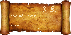 Karikó Ervin névjegykártya
