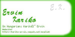 ervin kariko business card